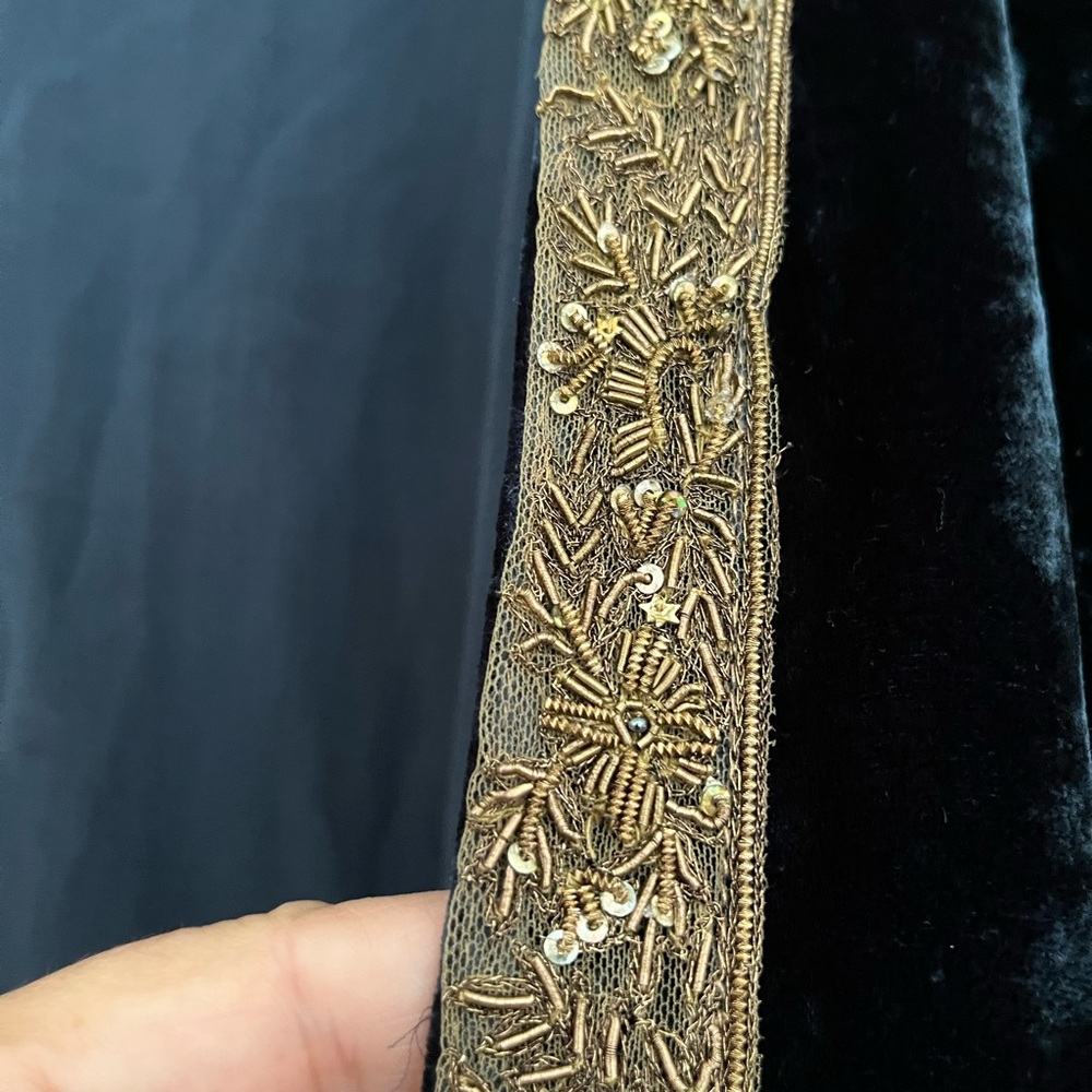 T.ba Spain Silk Velvet Witchy Jacket -Embroidered Gold Beaded * Stevie Nicks - Picture 4 of 6